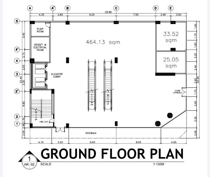Ground floor plan, 464.13 square meters
