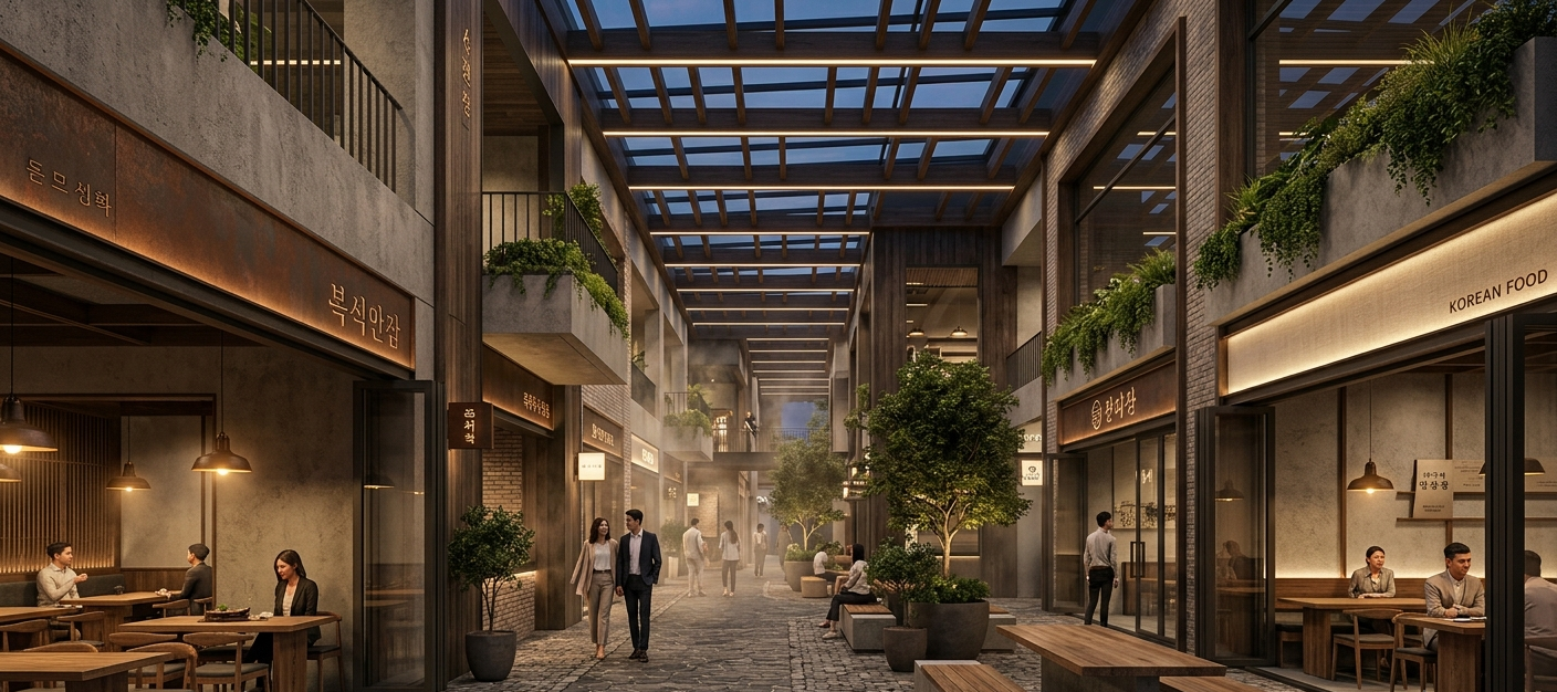 Interior render of the K-Food & Drama zone